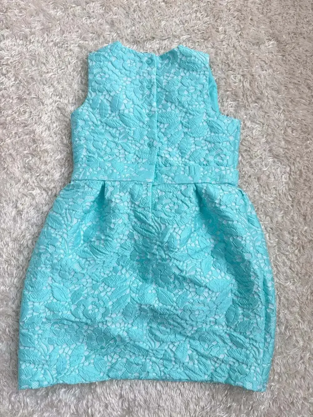 Dressed Up by Gymboree Girls Aqua Mint Jacquard Floral Lace Bow Dress Size 8